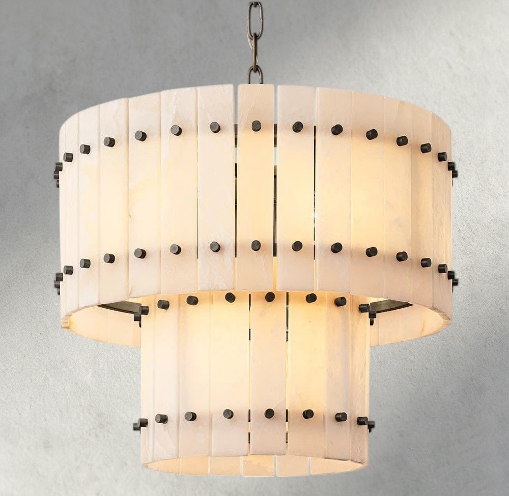 Sun Marco Alabaster Round Tiered Chandelier 22", 37", 48", 60" - Zelno