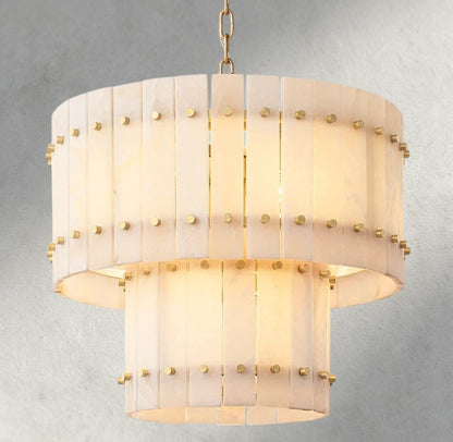 Sun Marco Alabaster Round Tiered Chandelier 22", 37", 48", 60" - Zelno