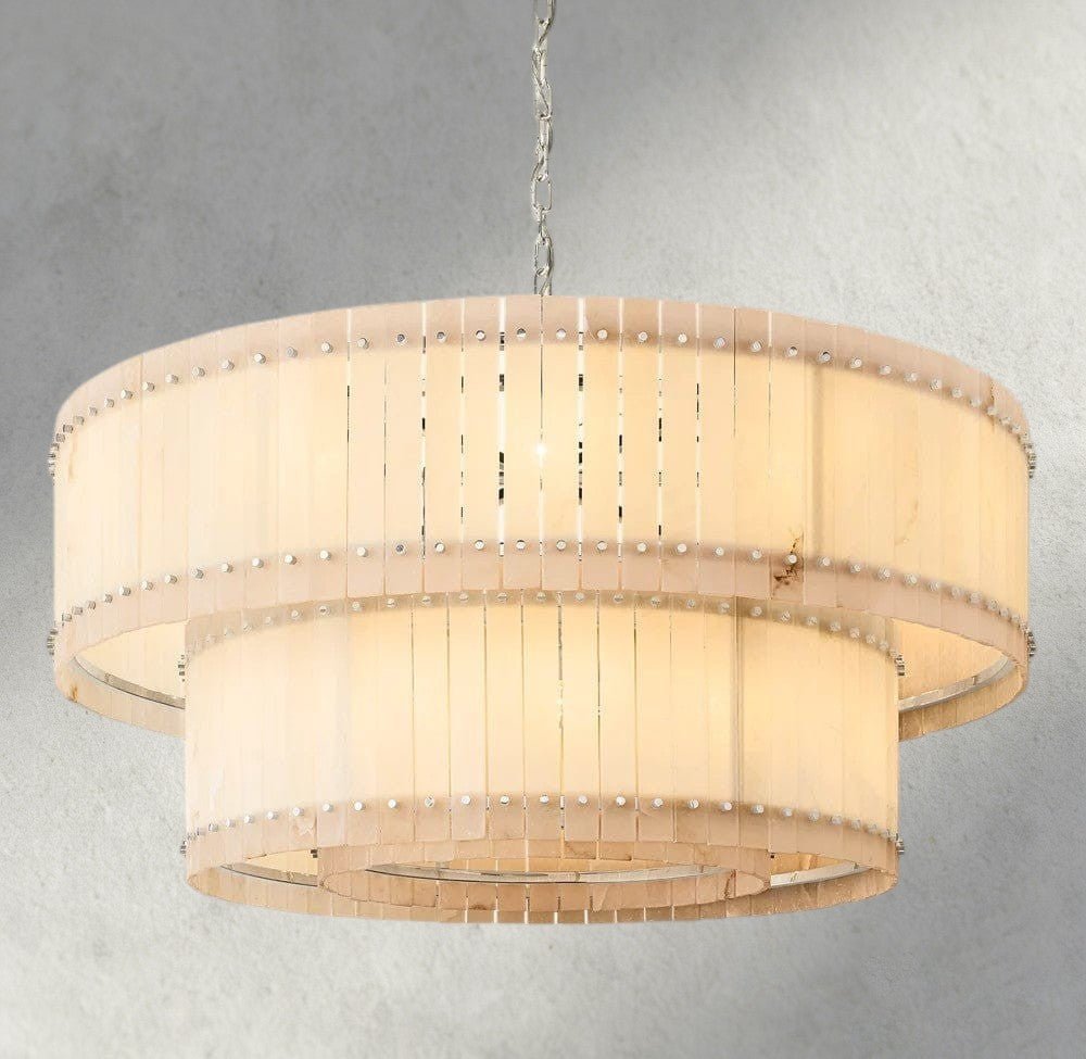 Sun Marco Alabaster Round Tiered Chandelier 22", 37", 48", 60" - Zelno