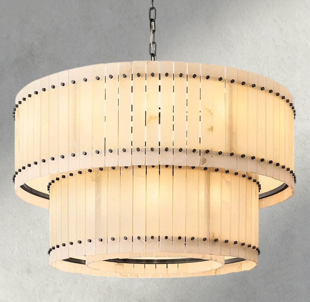 Sun Marco Alabaster Round Tiered Chandelier 22", 37", 48", 60" - Zelno