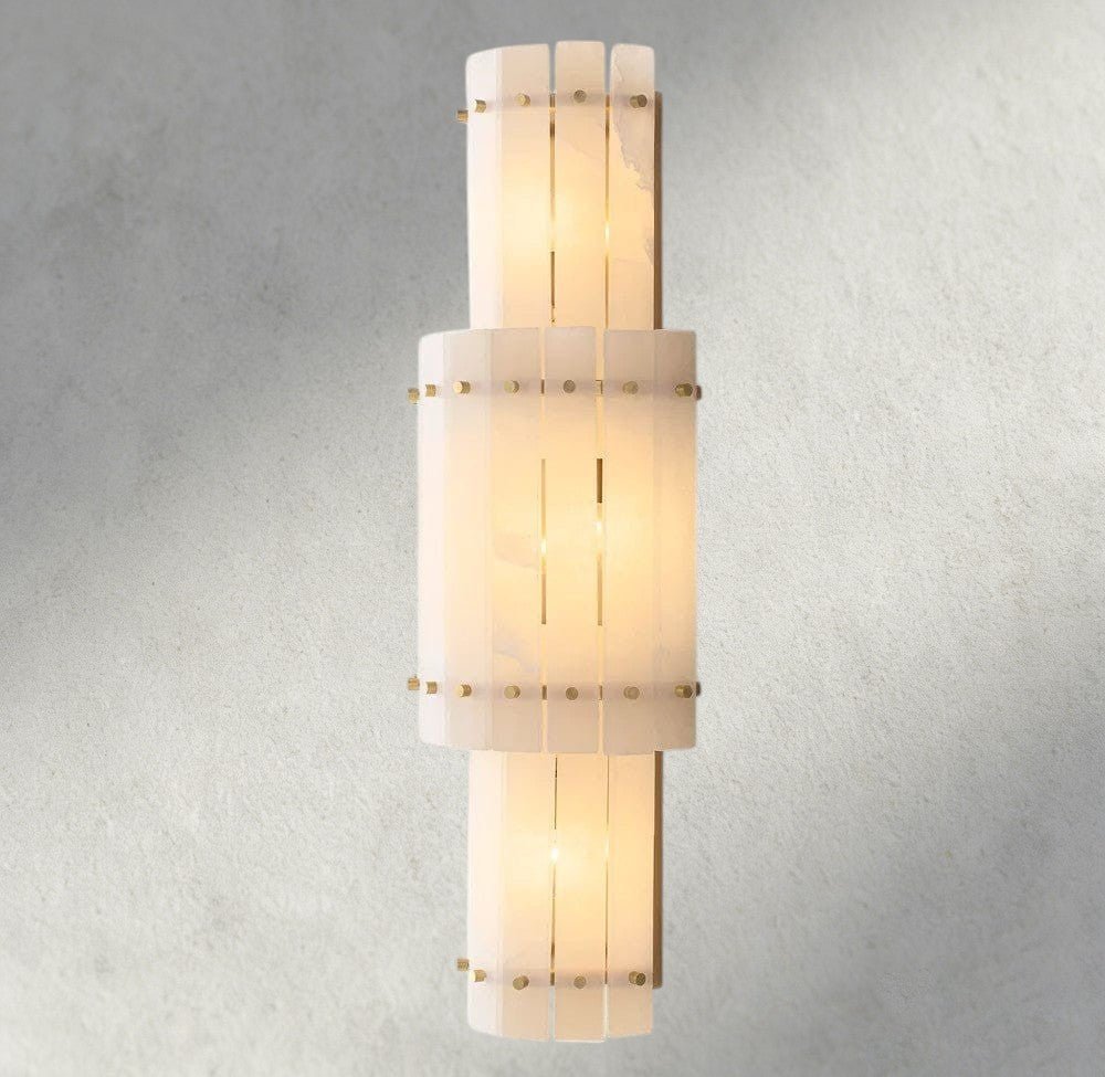 Sun Merca Alabaster Grand Round Sconce - zelnolighting