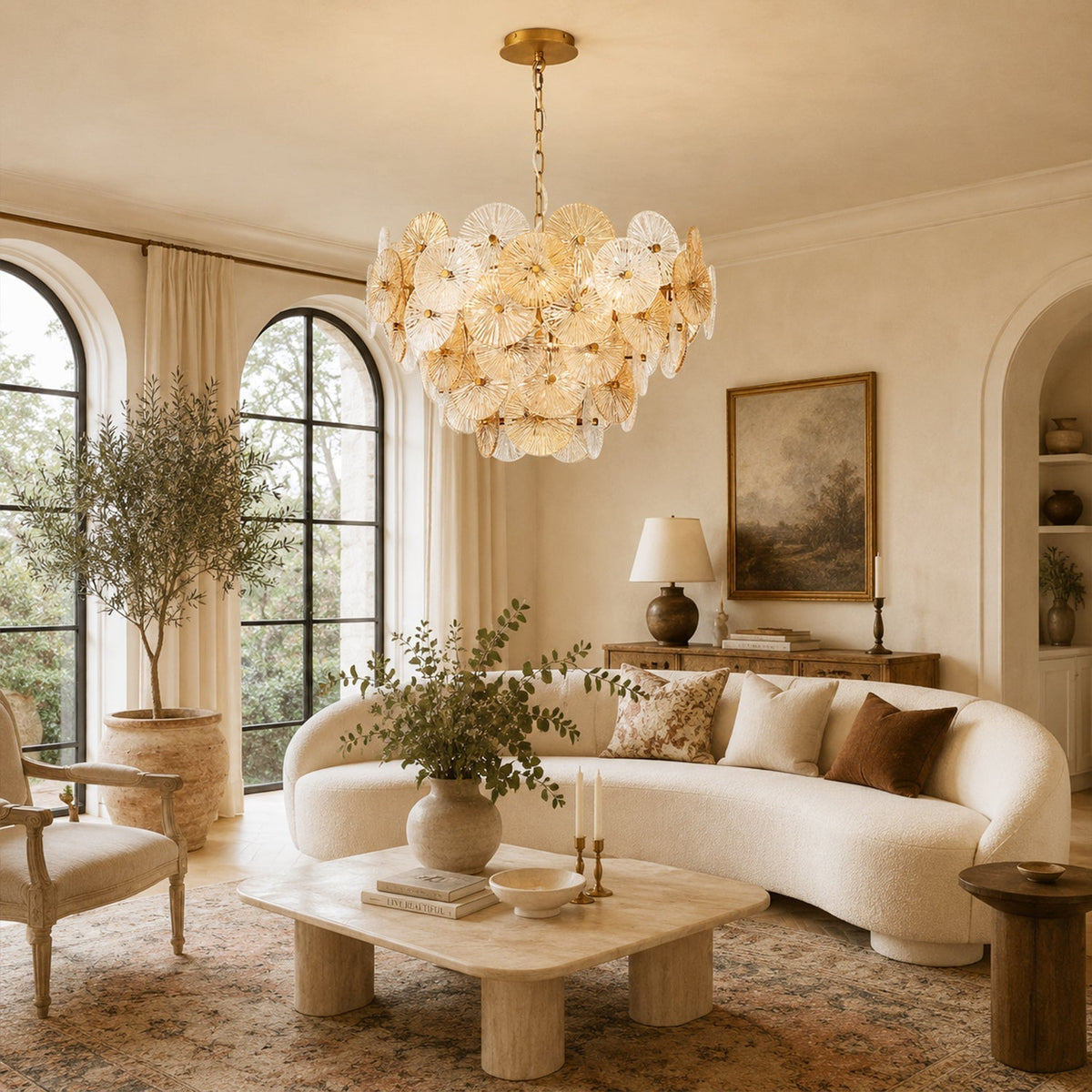 Suna Round Chandelier 12 Light 30"W - Zelno Lighting