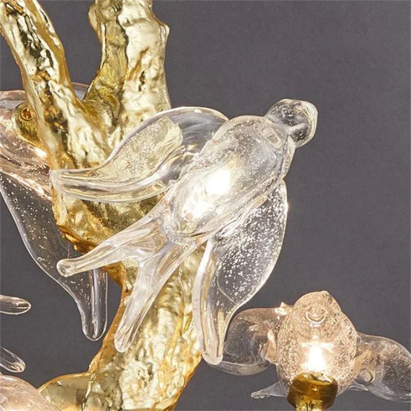 Swallow Glass Long Tree Branch Chandelier - Zelno Lighting