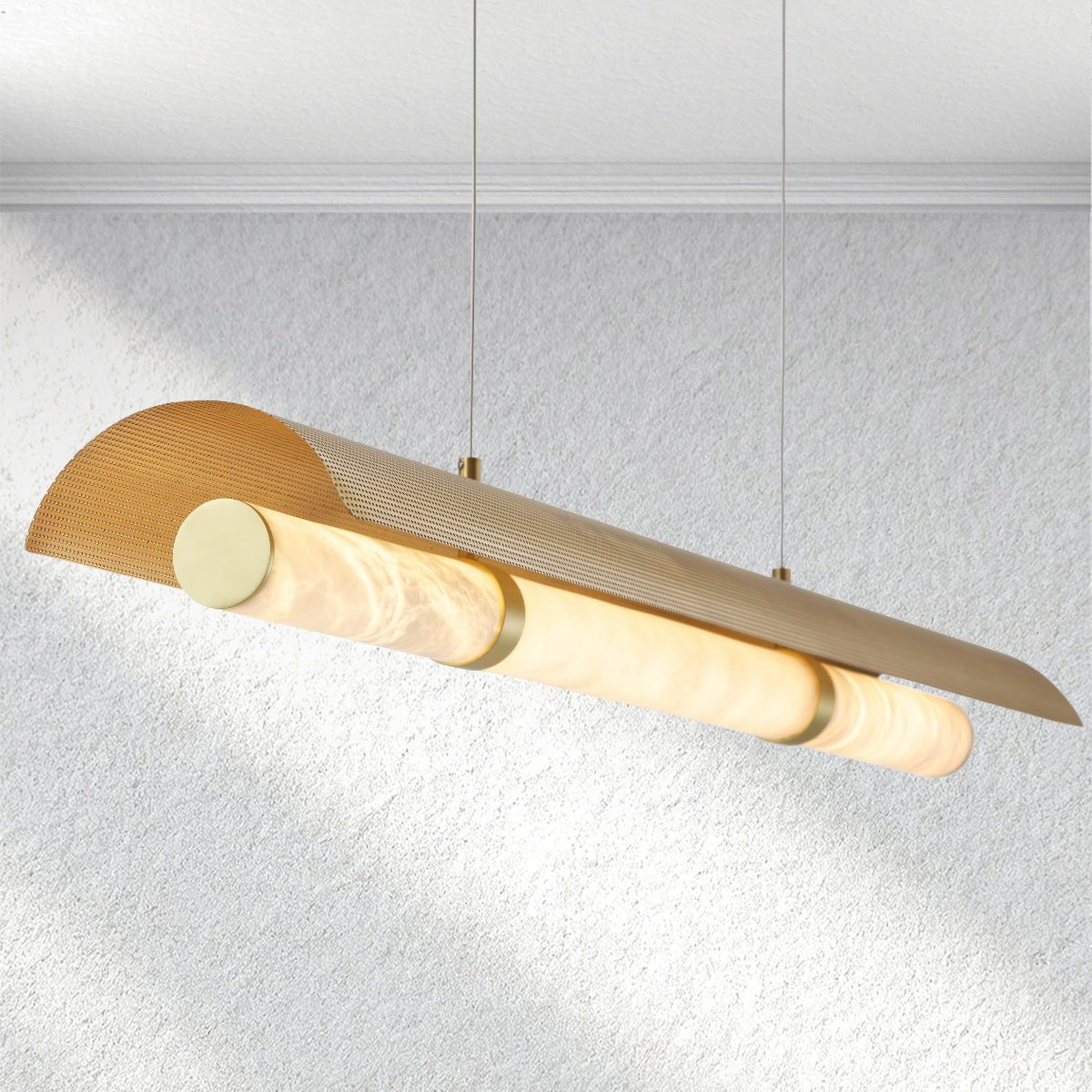 Swaroevan Mirage Alabaster Linear Chandelier - Zelno Lighting