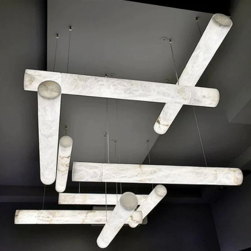 Sylvia Alabaster Linear Pendant Light Over Kitchen Island - Zelno