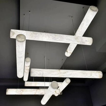 Sylvia Alabaster Linear Pendant Light Over Kitchen Island - Zelno