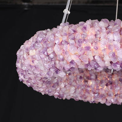 Tadeo Purple Rock Crystal Round Luxury Chandelier - Zelno Lighting