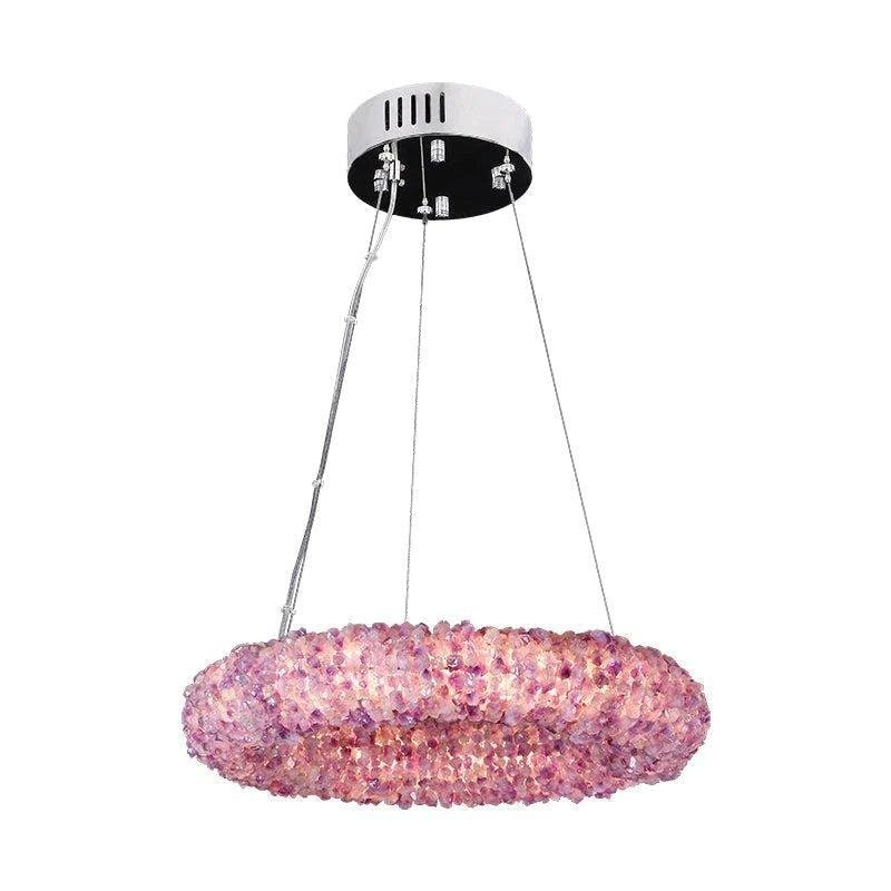 Tadeo Purple Rock Crystal Round Luxury Chandelier - Zelno Lighting