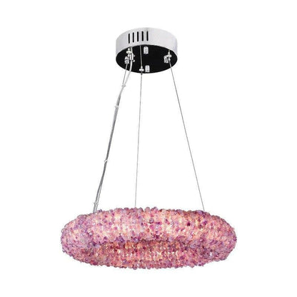 Tadeo Purple Rock Crystal Round Luxury Chandelier - Zelno Lighting