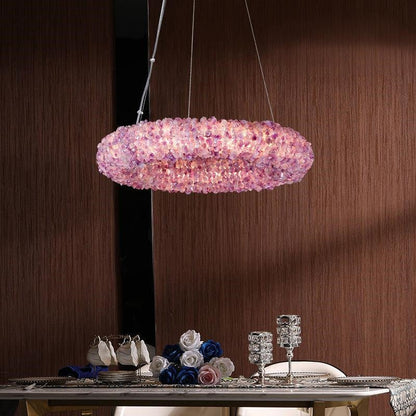 Tadeo Purple Rock Crystal Round Luxury Chandelier - Zelno Lighting