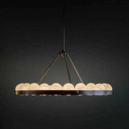 Tamsin Modern Designer Alabaster Round Chandelier for Living Room - Zelno