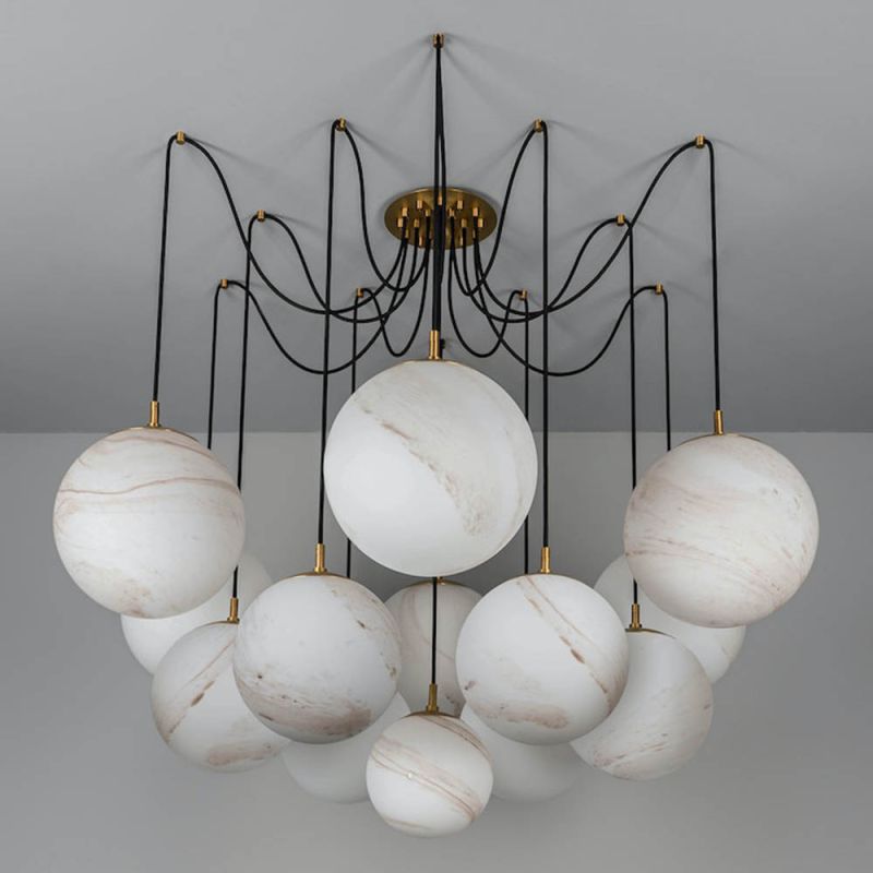 Terry Spider Alabaster Ball Chandelier, Luxurious Alabaster Chandelier - Zelno Lighting