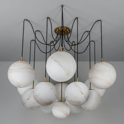 Terry Spider Alabaster Ball Chandelier, Luxurious Alabaster Chandelier - Zelno Lighting