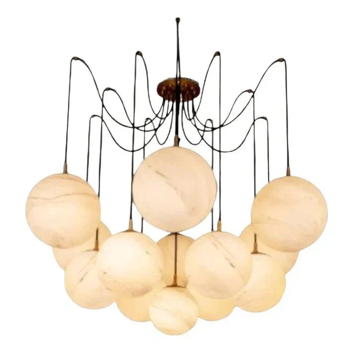 Terry Spider Alabaster Ball Chandelier, Luxurious Alabaster Chandelier - Zelno Lighting