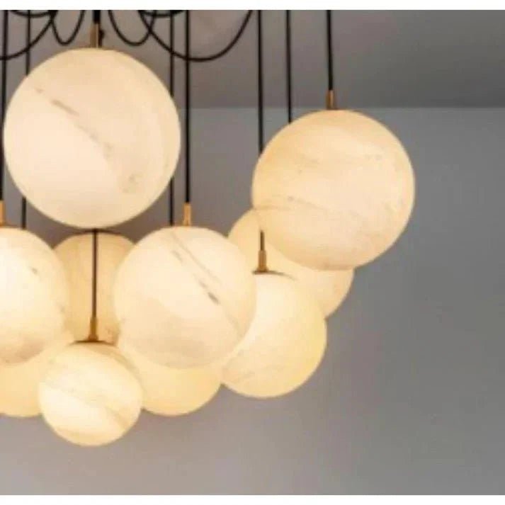 Terry Spider Alabaster Ball Chandelier, Luxurious Alabaster Chandelier - Zelno Lighting