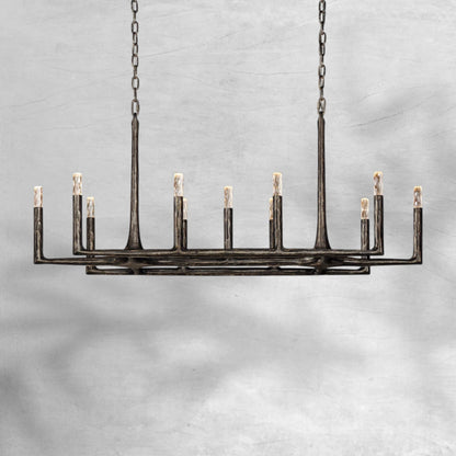 Thalen Forged Linear Chandelier - Zelno Lighting