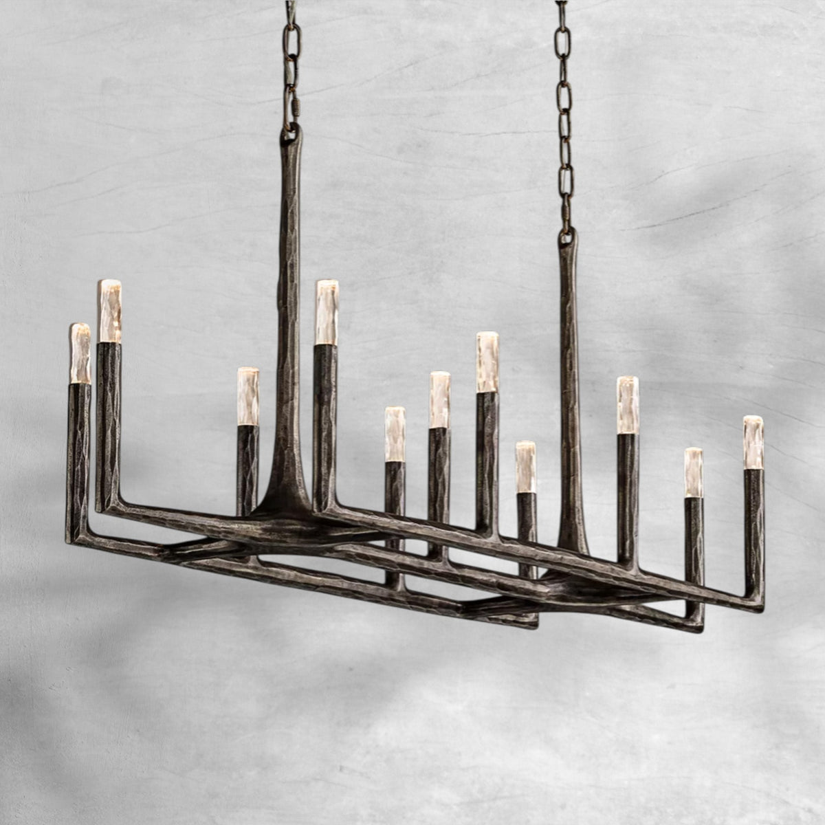 Thalen Forged Linear Chandelier - Zelno Lighting