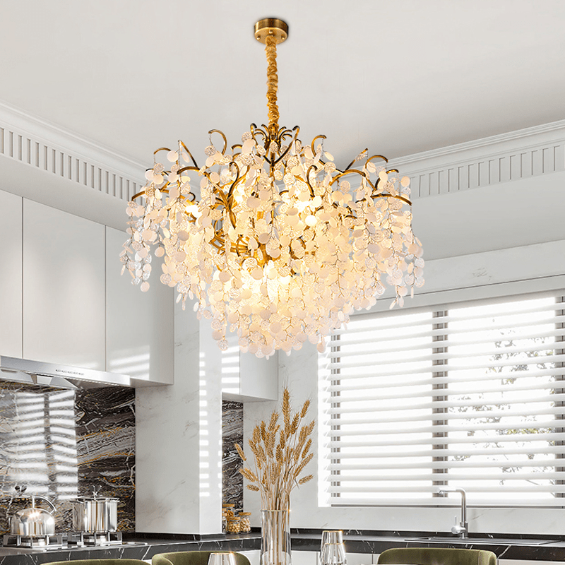 Thirza Brass Branch Crystal Chandelier - Zelno Lighting