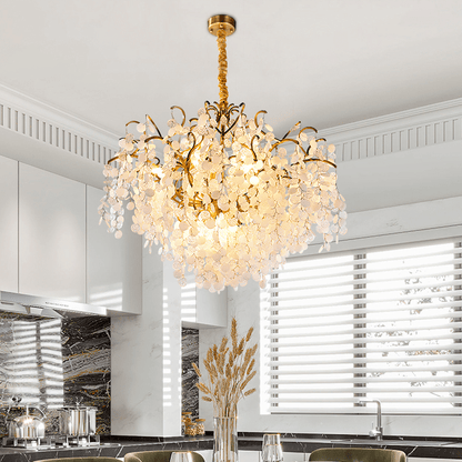 Thirza Brass Branch Crystal Chandelier - Zelno Lighting