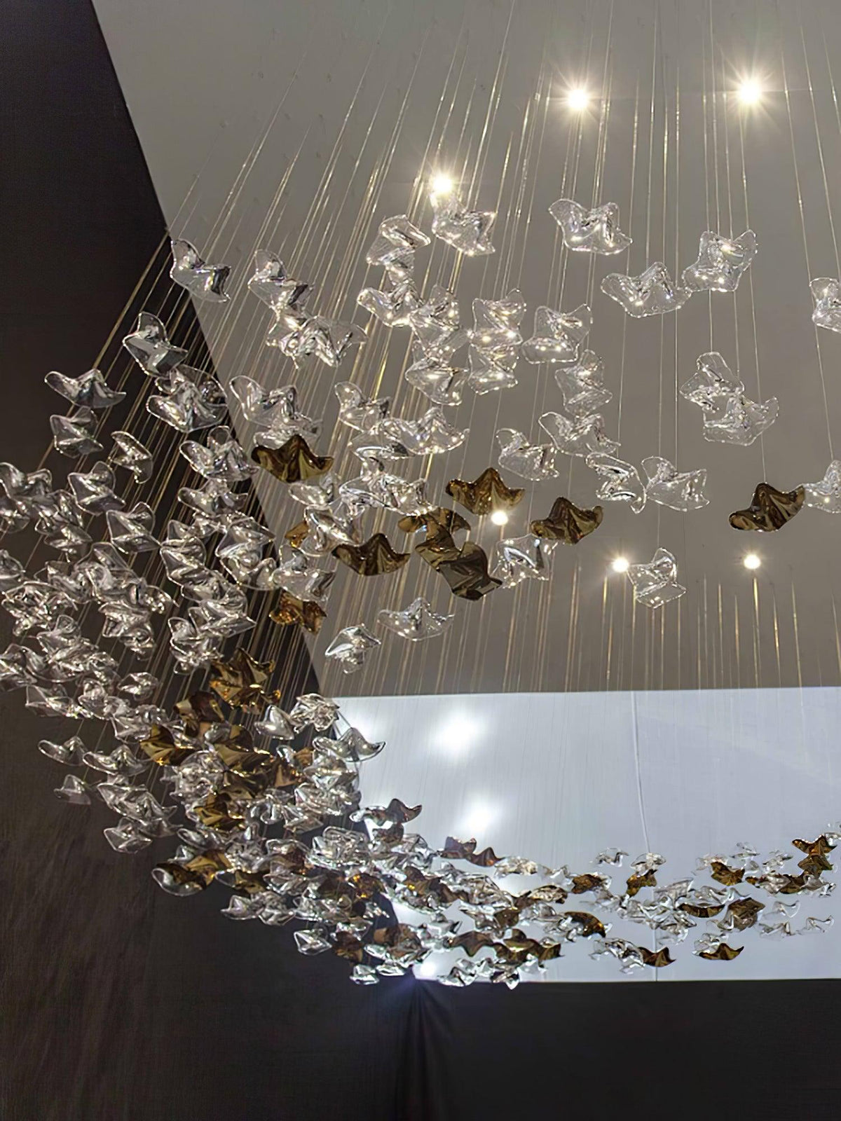 Tidal Art Glass Chandelier (With Canopy) - Zelno Lighting
