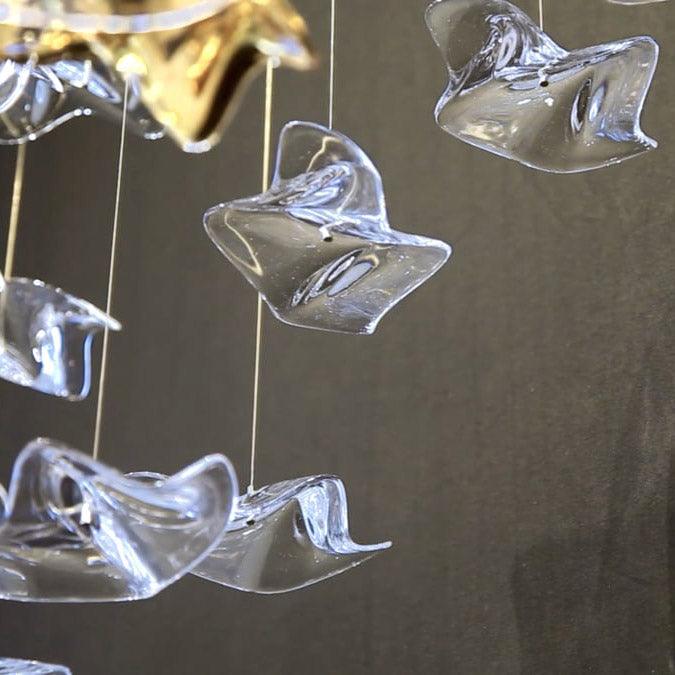 Tidal Art Glass Chandelier (With Canopy) - Zelno Lighting