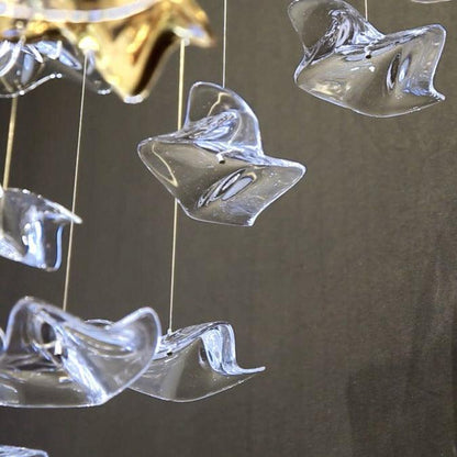 Tidal Art Glass Chandelier (With Canopy) - Zelno Lighting