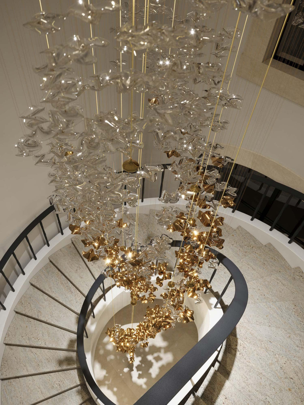 Tidal Art Glass Chandelier (With Canopy) - Zelno Lighting