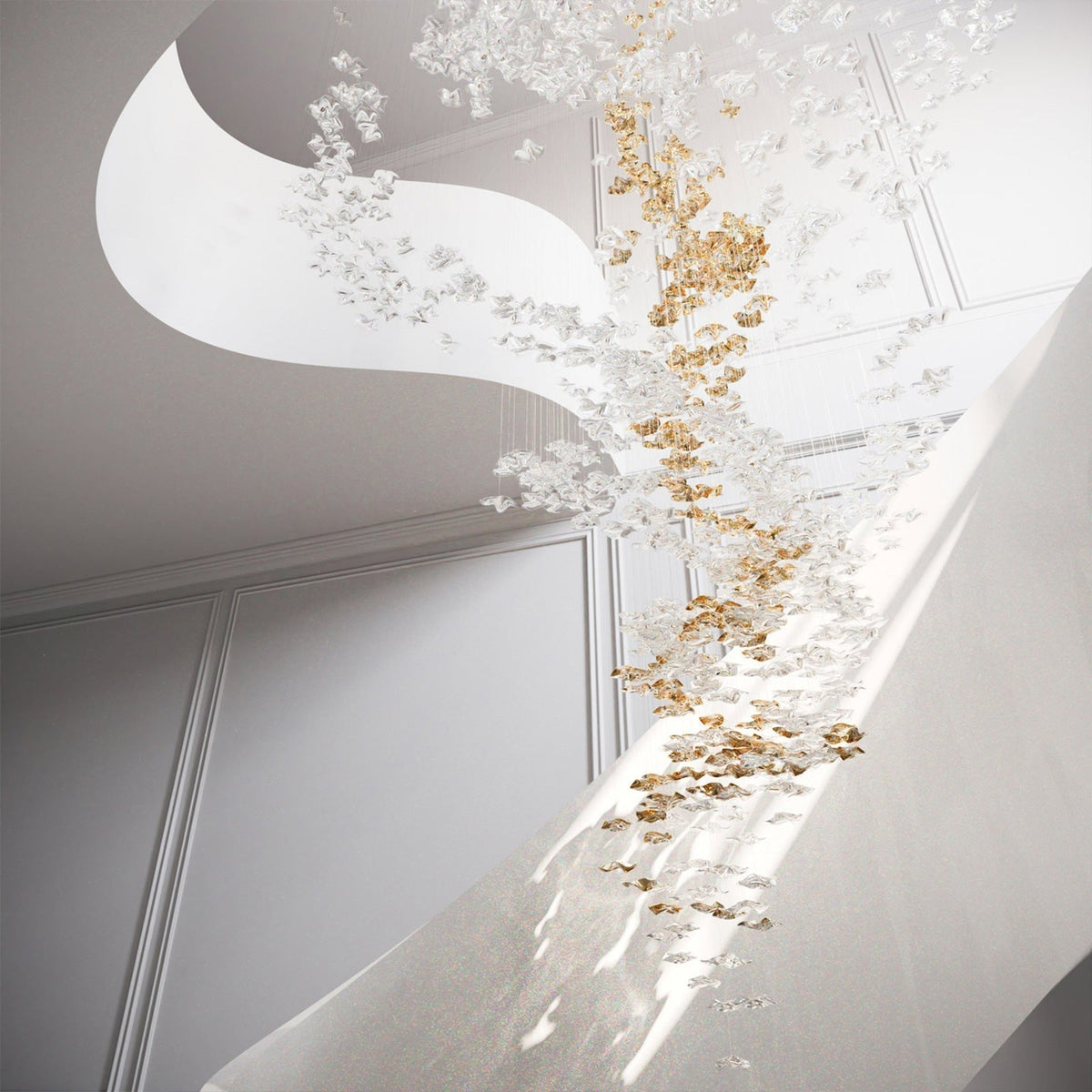 Tidal Art Glass Chandelier (With Canopy) - Zelno Lighting