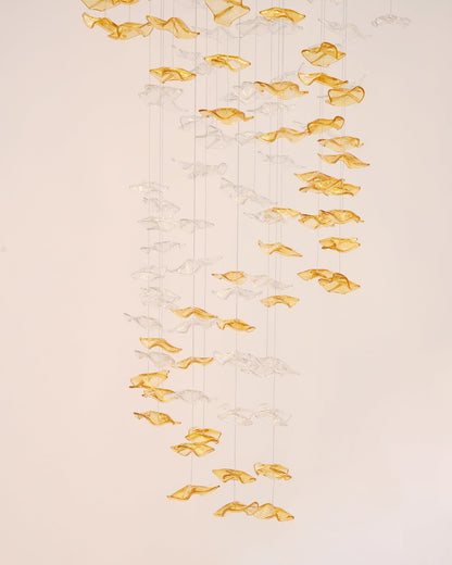 Tidal Art Glass Chandelier (With Canopy) - Zelno Lighting