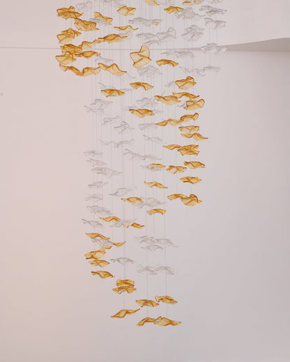 Tidal Art Glass Chandelier (With Canopy) - Zelno Lighting