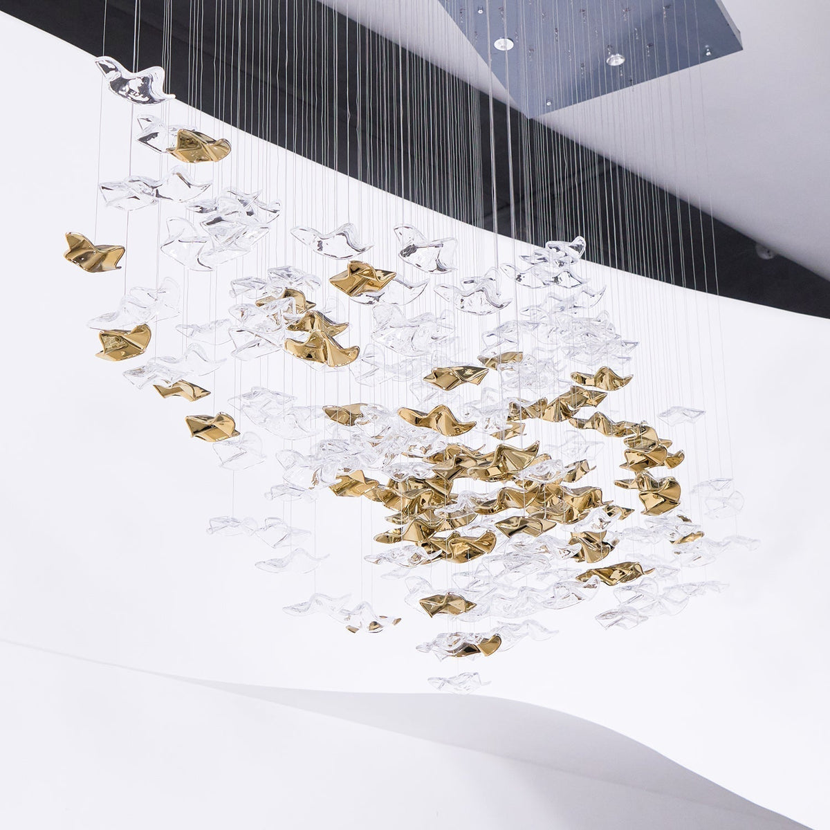 Tidal Art Glass Chandelier (With Canopy) - Zelno Lighting