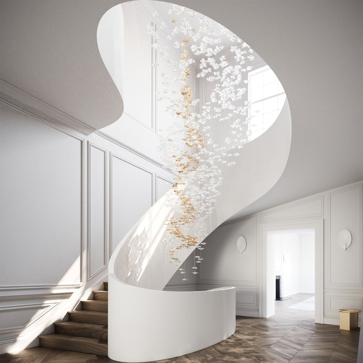 Tidal Art Glass Chandelier (With Canopy) - Zelno Lighting
