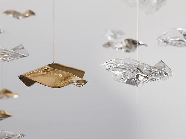 Tidal Art Glass Chandelier (With Canopy) - Zelno Lighting
