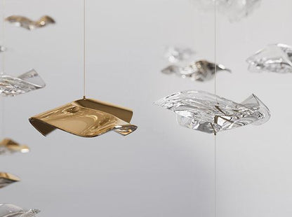Tidal Art Glass Chandelier (With Canopy) - Zelno Lighting