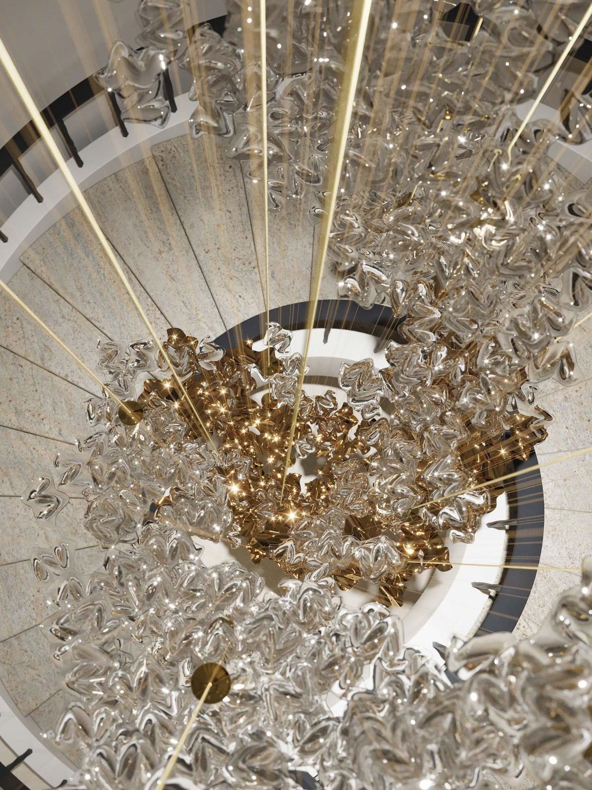 Tidal Art Glass Chandelier (With Canopy) - Zelno Lighting