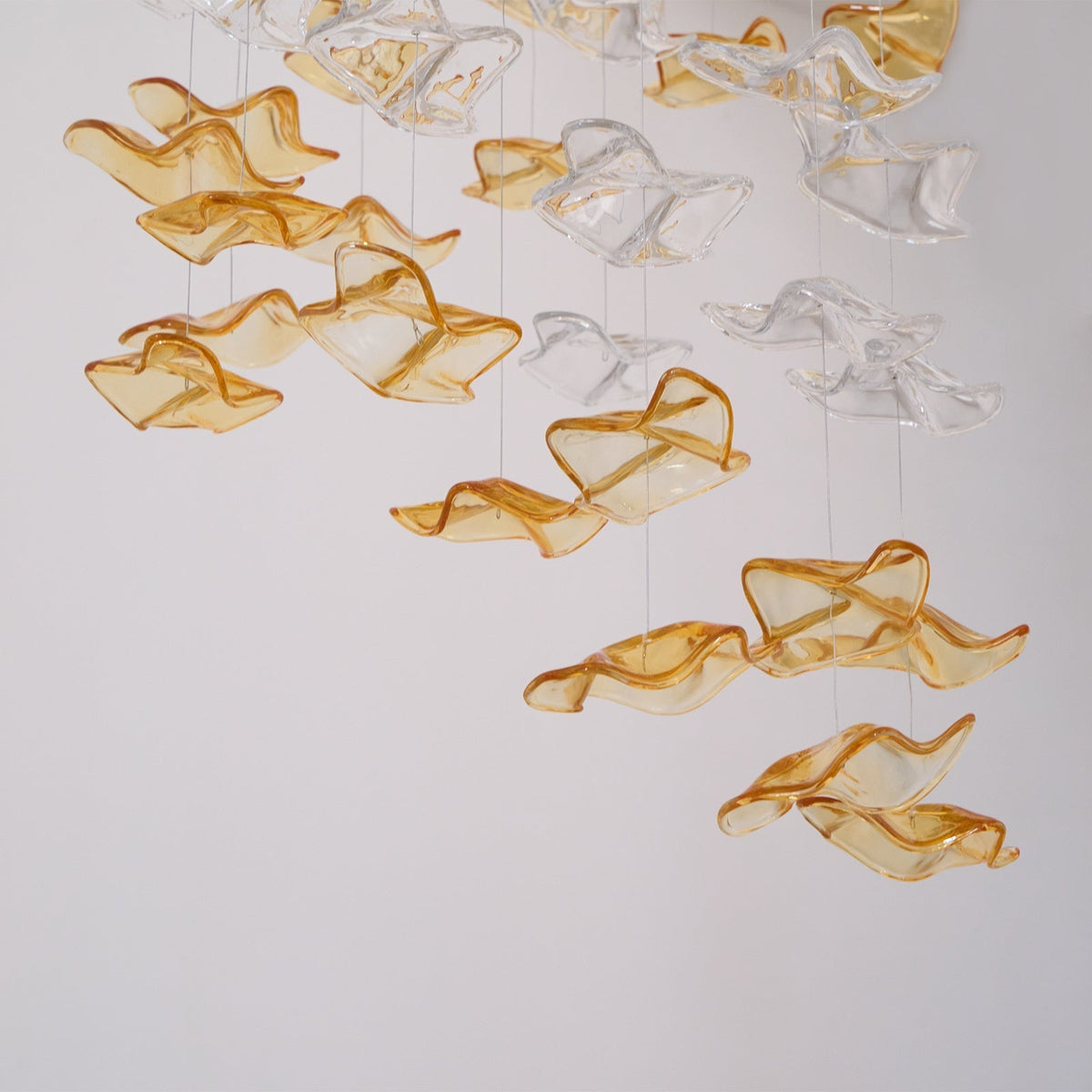 Tidal Art Glass Chandelier (With Canopy) - Zelno Lighting