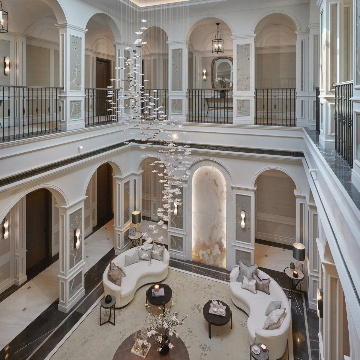 Tidal Art Glass Chandelier (With Canopy) - Zelno Lighting