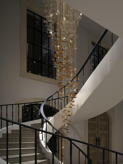 Tidal Art Glass Chandelier (With Canopy) - Zelno Lighting