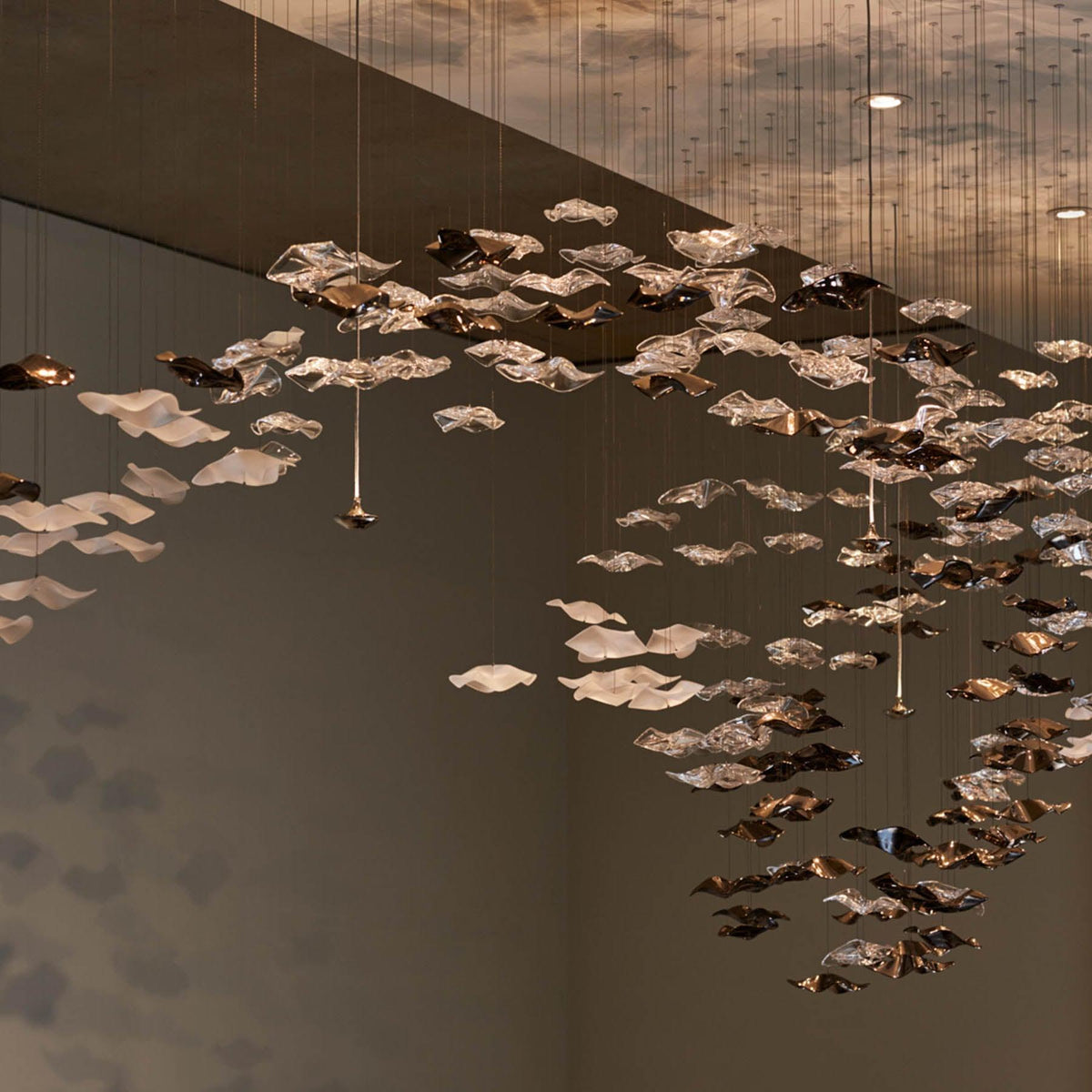 Tidal Art Glass Chandelier (With Canopy) - Zelno Lighting