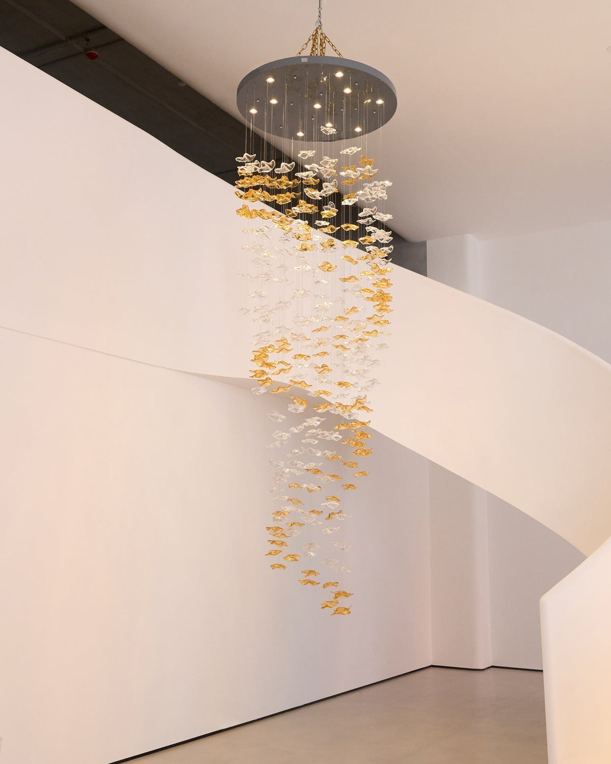 Tidal Art Glass Chandelier (With Canopy) - Zelno Lighting