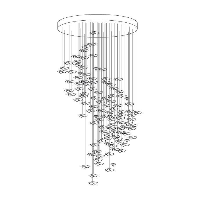 Tidal Art Glass Chandelier (With Canopy) - Zelno Lighting
