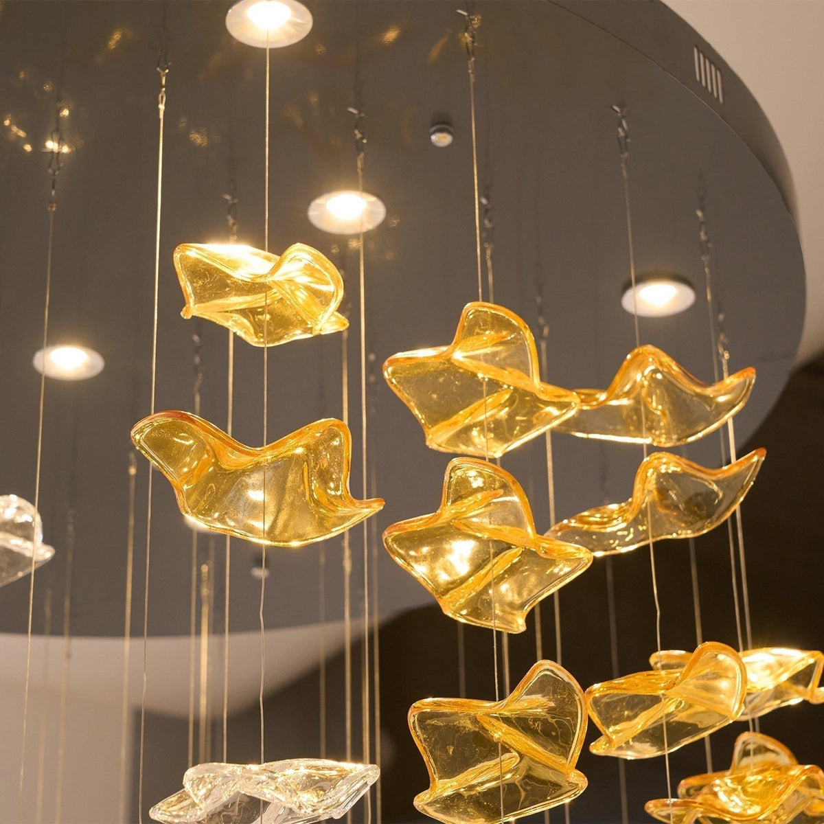 Tidal Art Glass Chandelier (With Canopy) - Zelno Lighting