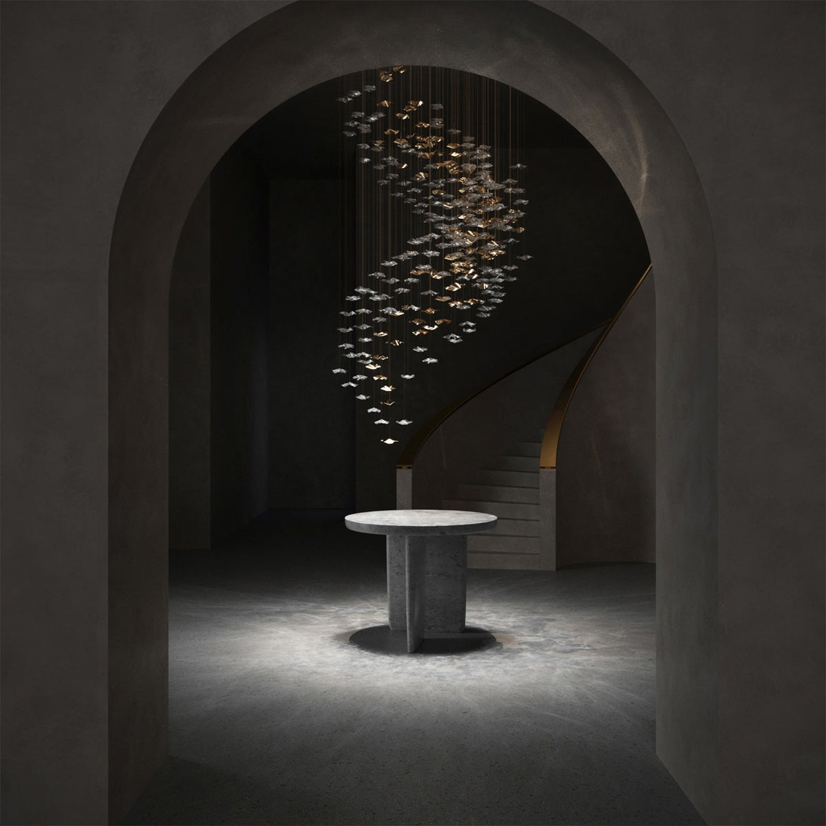 Tidal Art Glass Chandelier (With Canopy) - Zelno Lighting