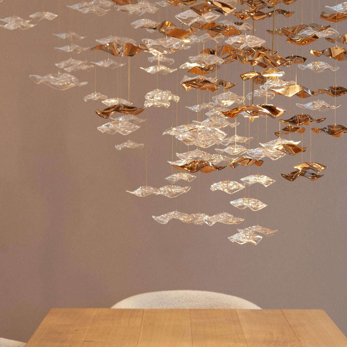 Tidal Art Glass Chandelier (With Canopy) - Zelno Lighting