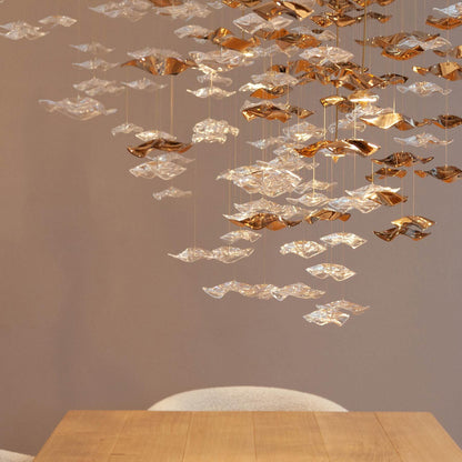 Tidal Art Glass Chandelier (With Canopy) - Zelno Lighting