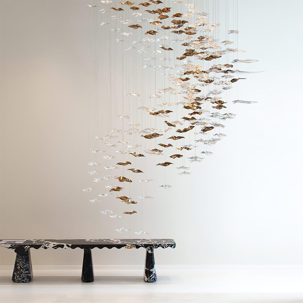 Tidal Art Glass Chandelier (With Canopy) - Zelno Lighting