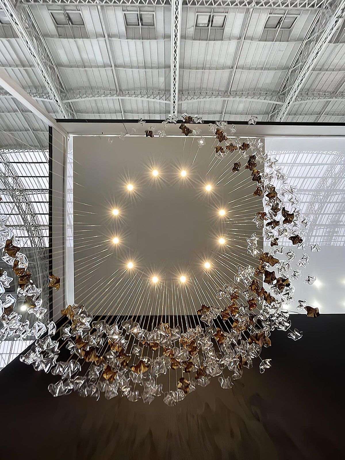 Tidal Art Glass Chandelier (With Canopy) - Zelno Lighting
