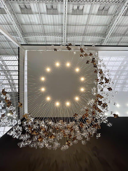 Tidal Art Glass Chandelier (With Canopy) - Zelno Lighting