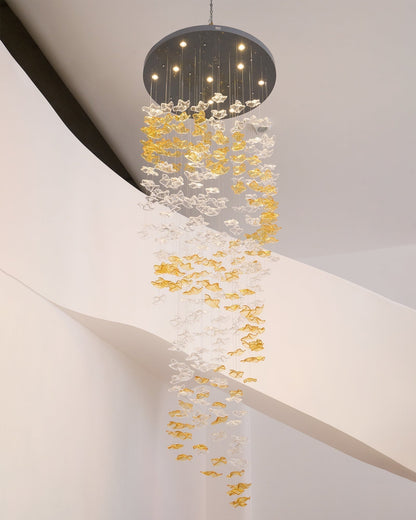 Tidal Art Glass Chandelier (With Canopy) - Zelno Lighting