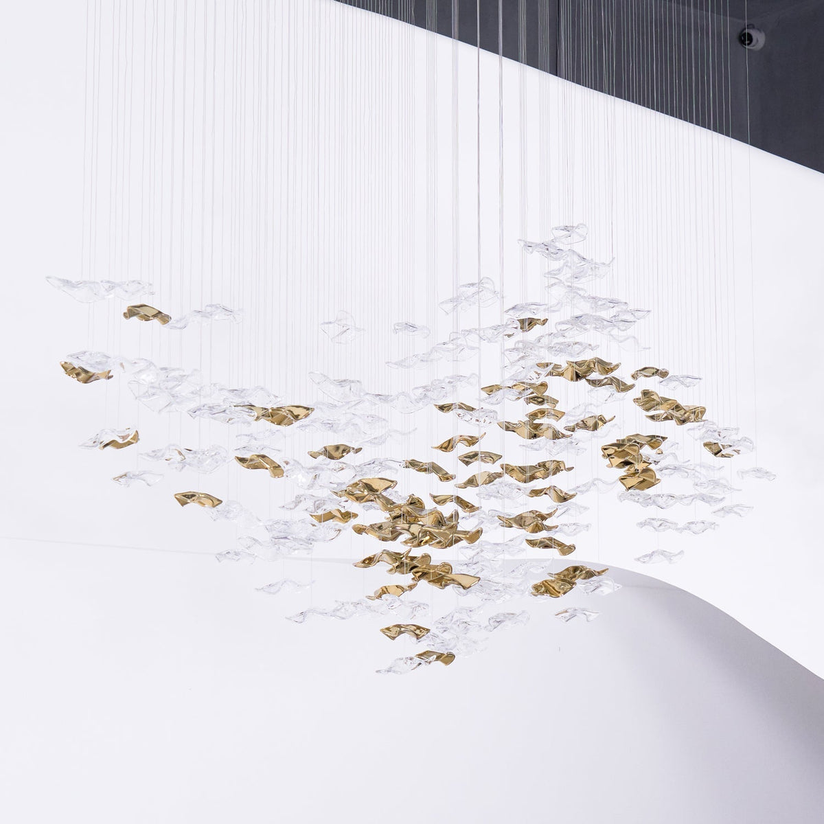 Tidal Art Glass Chandelier (With Canopy) - Zelno Lighting